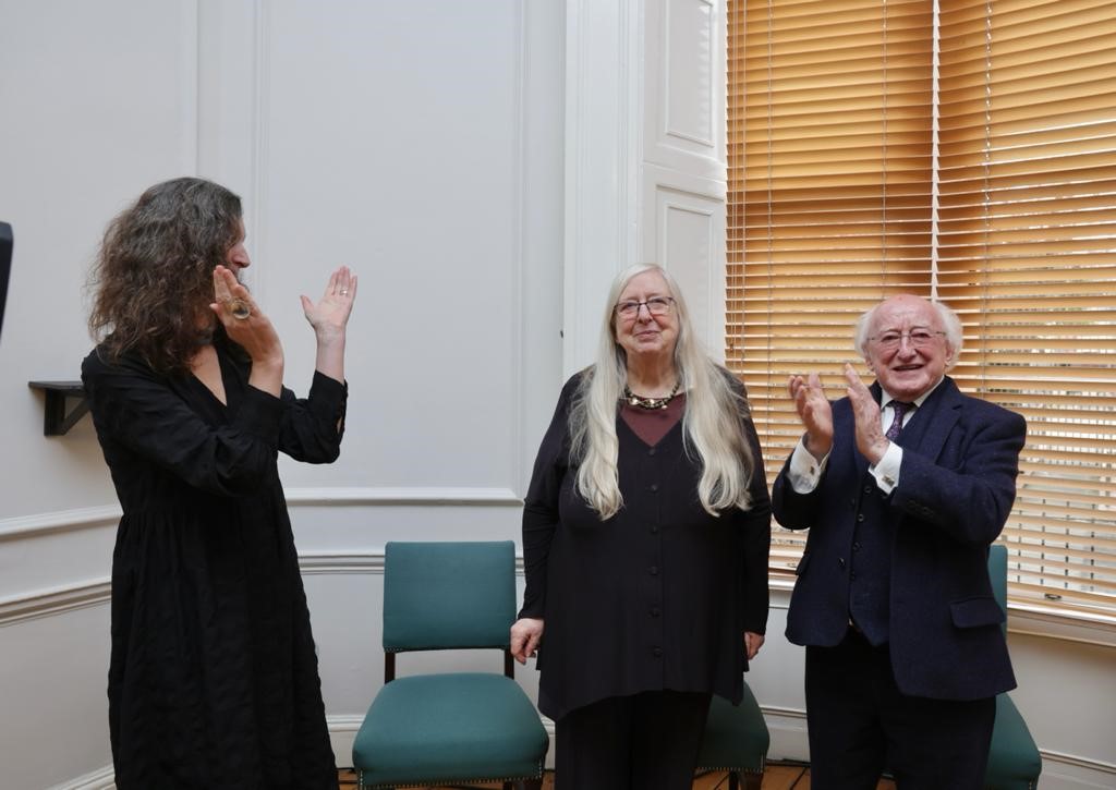 President Michael D. Higgins bestows Eiléan Ní Chillianáin with honour of Saoi